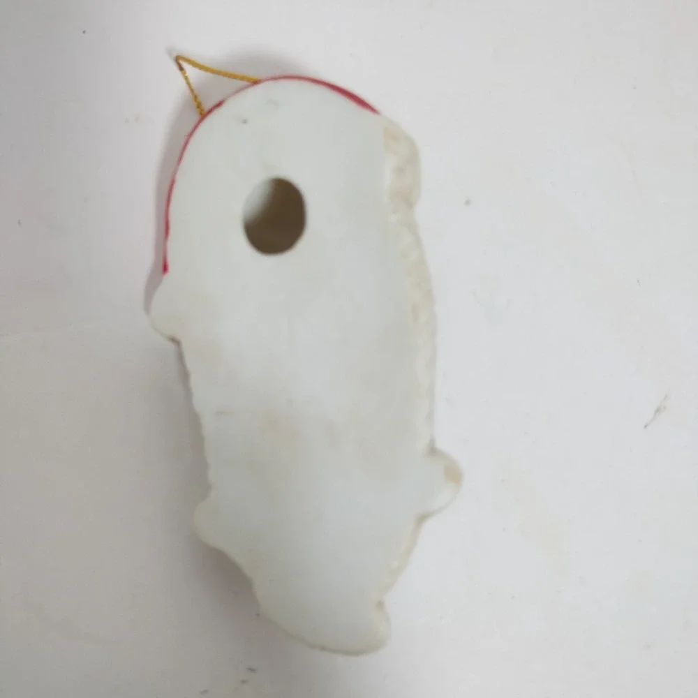 Vintage Ceramic Christmas Ornament Santa Claus Face Red And‎ White 4